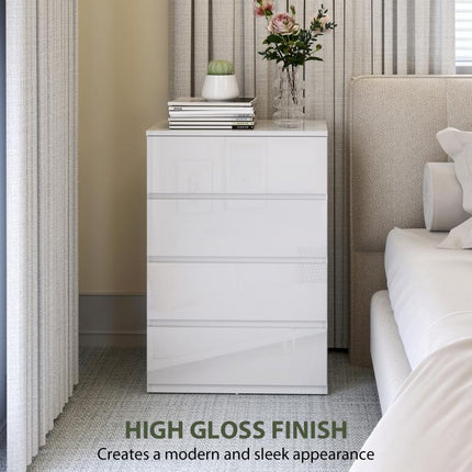 White High-Gloss 4-Drawer Chest of Drawers