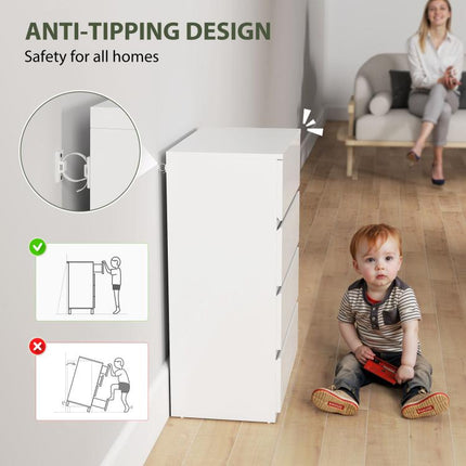 White High-Gloss 4-Drawer Chest of Drawers