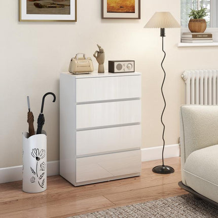 White High-Gloss 4-Drawer Chest of Drawers