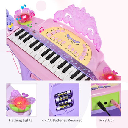 32 Keys Mini Electronic Keyboard Musical Instrument Educational Game Toy Children Grand Piano Stool