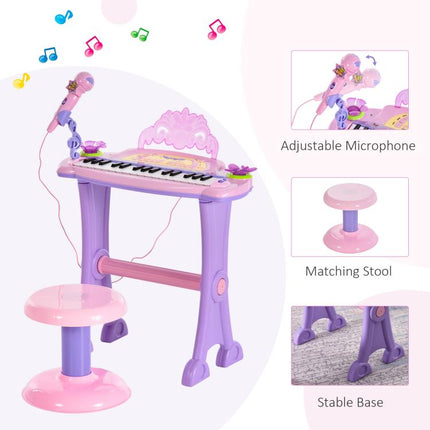 32 Keys Mini Electronic Keyboard Musical Instrument Educational Game Toy Children Grand Piano Stool