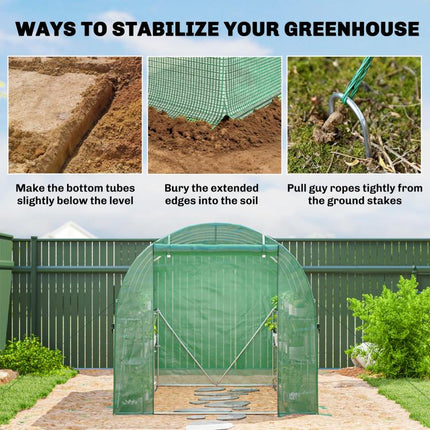 Walk-In Greenhouse with Shelves 275x198x191cm Polytunnel 6 Mesh Windows Green