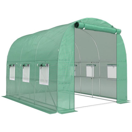 Walk-In Greenhouse with Shelves 275x198x191cm Polytunnel 6 Mesh Windows Green