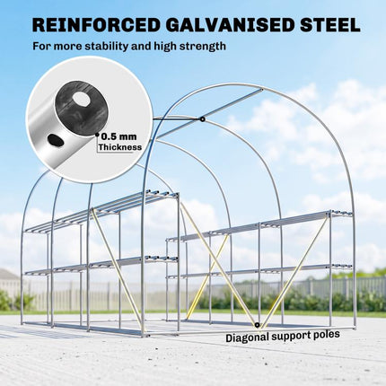 Walk-In Greenhouse with Shelves 275x198x191cm Polytunnel 6 Mesh Windows Green
