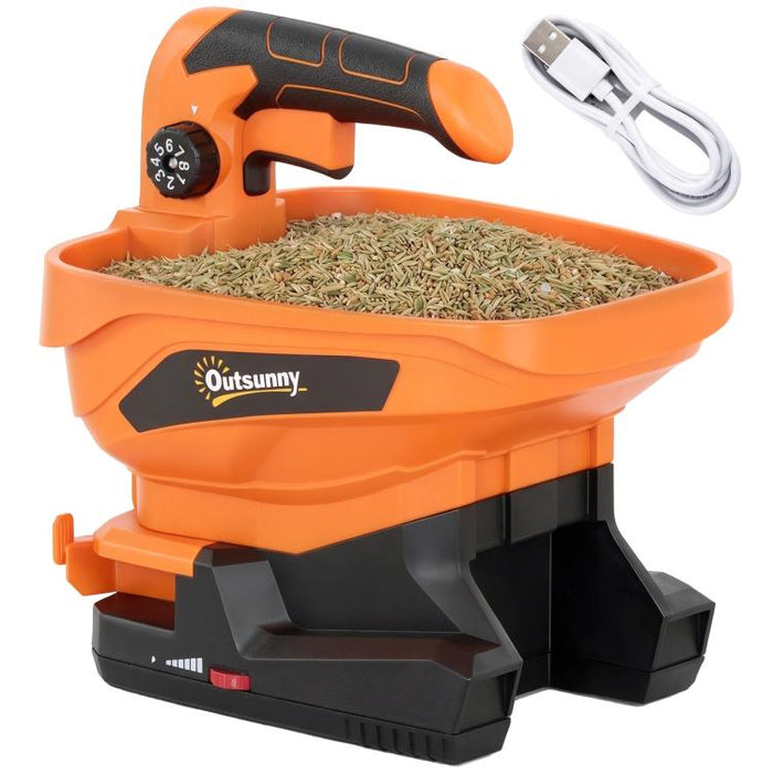 Cordless Spreader, 3.3L Handheld Seed Spreader with Adjustable Scatter Width, Adjustable Flow, USB Charging Cable