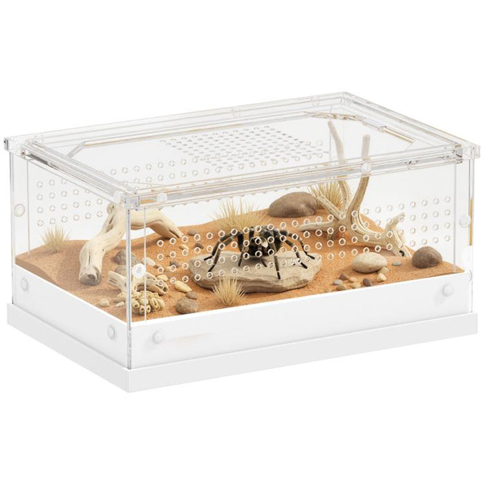 Acrylic Reptile Terrarium 30x20x15cm Sliding Top Door Gecko Snake Vivarium