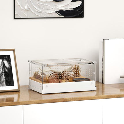 Acrylic Reptile Terrarium 30x20x15cm Sliding Top Door Gecko Snake Vivarium