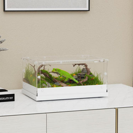 Acrylic Reptile Terrarium 30x20x15cm Sliding Top Door Gecko Snake Vivarium