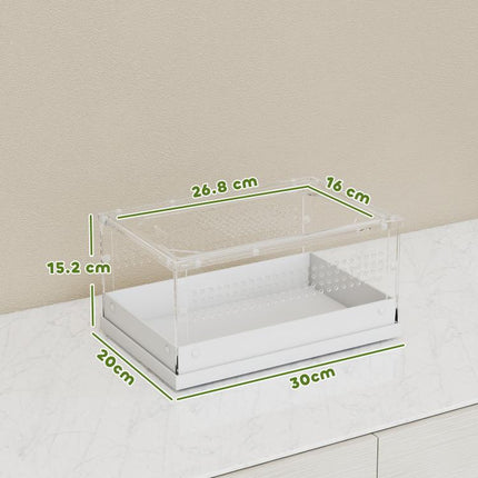 Acrylic Reptile Terrarium 30x20x15cm Sliding Top Door Gecko Snake Vivarium