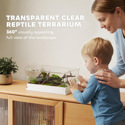 Acrylic Reptile Terrarium 30x20x15cm Sliding Top Door Gecko Snake Vivarium
