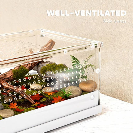 Acrylic Reptile Terrarium 30x20x15cm Sliding Top Door Gecko Snake Vivarium
