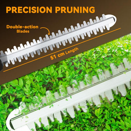 20 Inch Cordless Hedge Trimmer 18V Brushless Garden Trimmer 2x4000mAh Batteries Orange