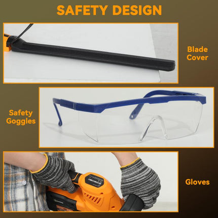 20 Inch Cordless Hedge Trimmer 18V Brushless Garden Trimmer 2x4000mAh Batteries Orange