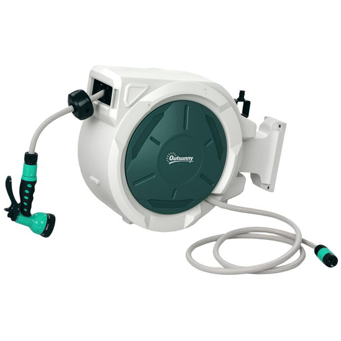 Automatic Retractable Hose Reel 20m 180° Swivel Wall Mount 7 Spray Patterns