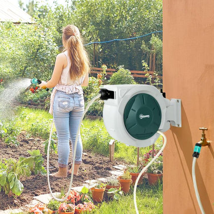 Automatic Retractable Hose Reel 20m 180° Swivel Wall Mount 7 Spray Patterns