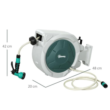Automatic Retractable Hose Reel 20m 180° Swivel Wall Mount 7 Spray Patterns