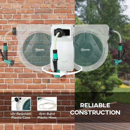 Automatic Retractable Hose Reel 20m 180° Swivel Wall Mount 7 Spray Patterns