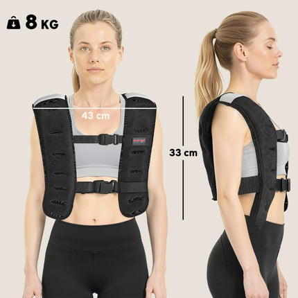 8kg Weighted Training Vest with Adjustable Straps, Black
