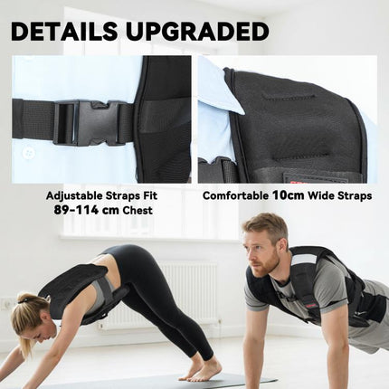 8kg Weighted Training Vest with Adjustable Straps, Black