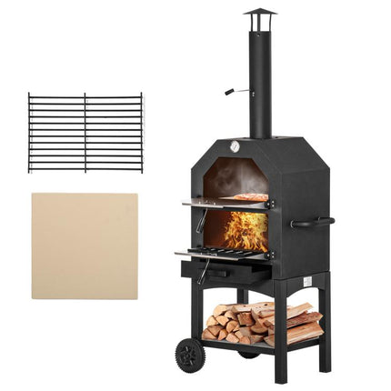 Make Pizza Nights Sizzle – 3-Tier Outdoor Charcoal Pizza Oven & BBQ