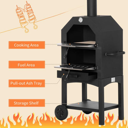 Make Pizza Nights Sizzle – 3-Tier Outdoor Charcoal Pizza Oven & BBQ
