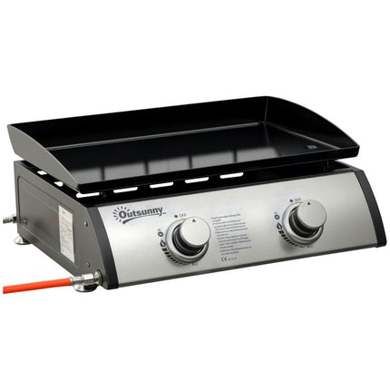6kW Gas Plancha BBQ Grill 2 Burner Portable Tabletop Non-Stick Griddle Camping