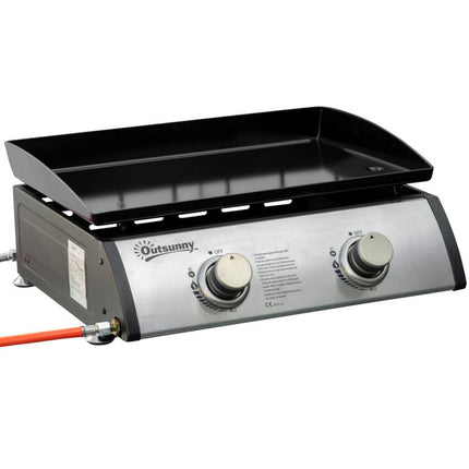 6kW Gas Plancha BBQ Grill 2 Burner Portable Tabletop Non-Stick Griddle Camping