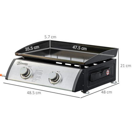 6kW Gas Plancha BBQ Grill 2 Burner Portable Tabletop Non-Stick Griddle Camping