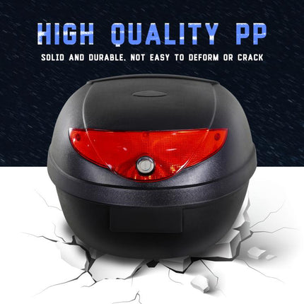 24L Motorcycle Trunk Hard Tail Bike Top Box Rack Mount Luggage Helmet Storage Carrier Case Universal Scooter w/Keys & Plate