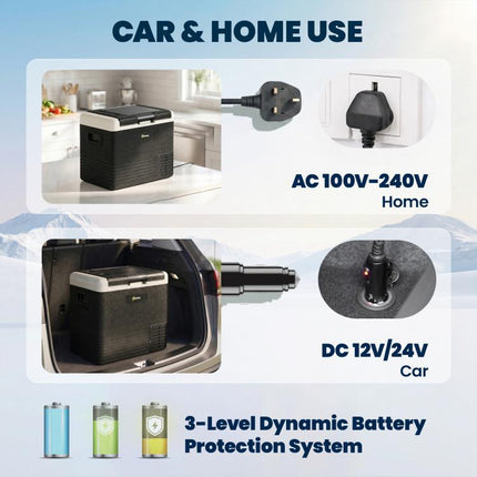 50L Portable Car Fridge Freezer -20°C 12V/24V AC/DC Electric Cooler Camping RV