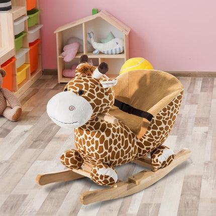 Animal Baby Rocking Horse Children Toy Seat Rocker Giraffe w/ 32 Songs Ride Wood