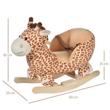 Animal Baby Rocking Horse Children Toy Seat Rocker Giraffe w/ 32 Songs Ride Wood