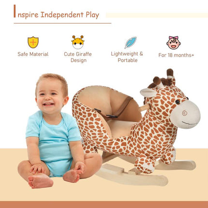 Animal Baby Rocking Horse Children Toy Seat Rocker Giraffe w/ 32 Songs Ride Wood