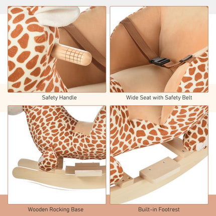 Animal Baby Rocking Horse Children Toy Seat Rocker Giraffe w/ 32 Songs Ride Wood