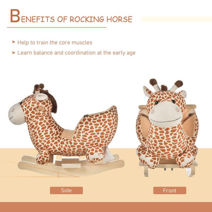Animal Baby Rocking Horse Children Toy Seat Rocker Giraffe w/ 32 Songs Ride Wood
