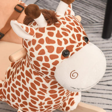 Animal Baby Rocking Horse Children Toy Seat Rocker Giraffe w/ 32 Songs Ride Wood