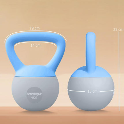 4kg Soft Kettlebell, Blue and Grey, Home Fitness Weight