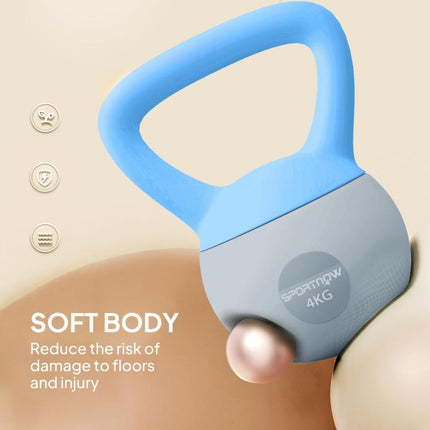 4kg Soft Kettlebell, Blue and Grey, Home Fitness Weight