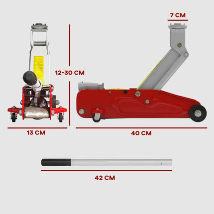 Low Profile Jack, 2 Ton Hydraulic Car Jack for Car Trailer Garage Tyre Repair, Red