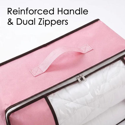 6 Pack 90L Storage Bags Zipped for Clothes, Bedding, Toys, Packing Moving Boxes