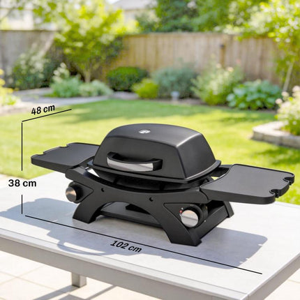 2 Burner Outdoor Gas Barbecue 3.8kW Steel Grill with 2 Detachable Shelves