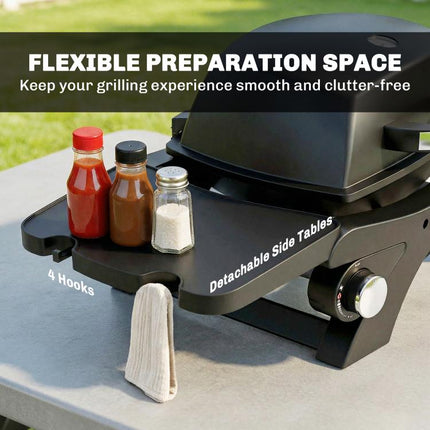 2 Burner Outdoor Gas Barbecue 3.8kW Steel Grill with 2 Detachable Shelves