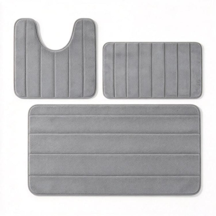 MEMORY FOAM BATH MAT PEDESTAL SET NON SLIP TOILET BATHROOM CONTOUR RUGS 3 PIECE
