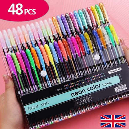 48 Packs Color Gel Ink Pens Set for Adult Colouring Books Drawing and Writing