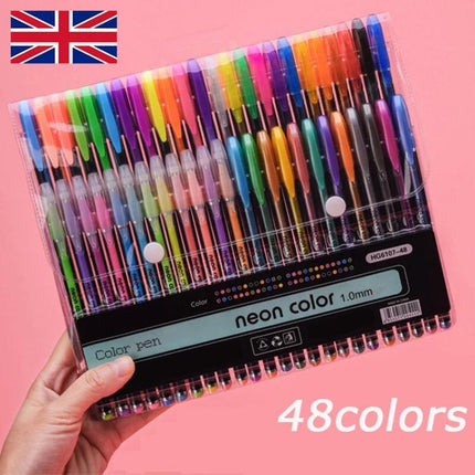 48 Packs Color Gel Ink Pens Set for Adult Colouring Books Drawing and Writing