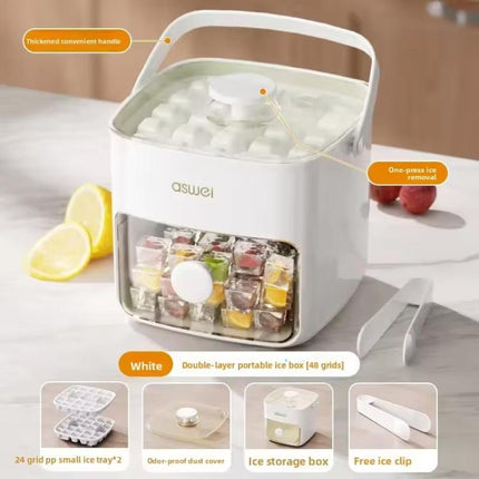 Easy Press 48 Ice Cube Maker Tray Party Bar Ice Cube Maker Mould Ice Storage Box