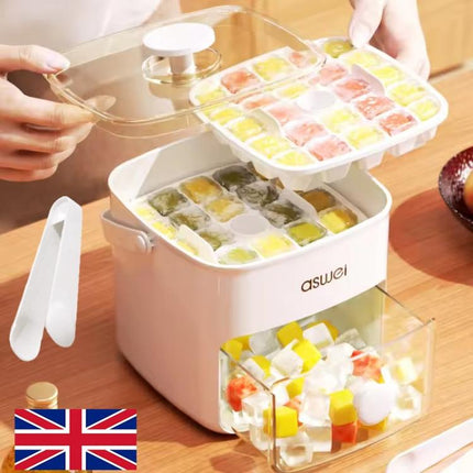 Easy Press 48 Ice Cube Maker Tray Party Bar Ice Cube Maker Mould Ice Storage Box