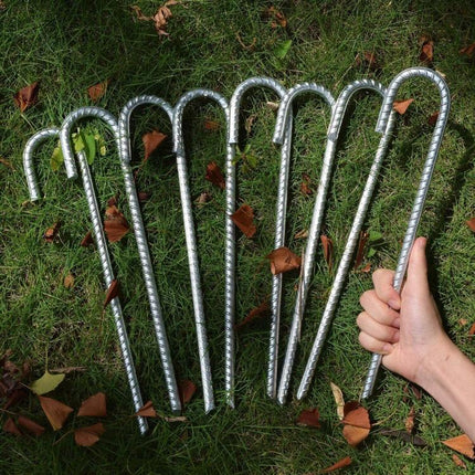 8PCS Heavy Duty Trampoline Anchors J Shaped Steel Ground Pegs 30cm Tent Stakes