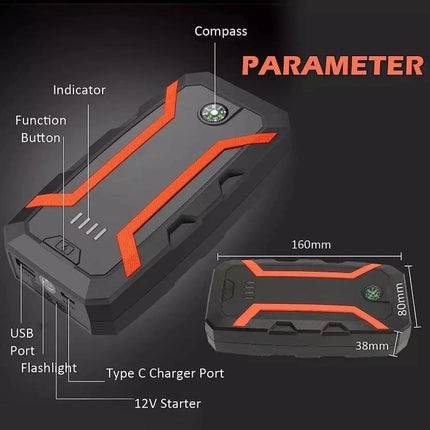 9000A Car Jump Starter 12V Auto Battery Booster Power Bank Pack USB Fast Charger