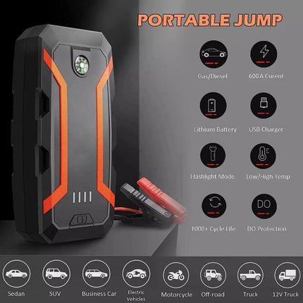 9000A Car Jump Starter 12V Auto Battery Booster Power Bank Pack USB Fast Charger